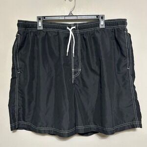 Croft & Barrow Black Swim Trunks XXL Board Shorts Drawstring Elastic Waist Lined